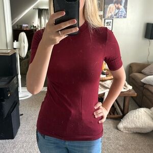 Garage partial turtleneck maroon sshirt